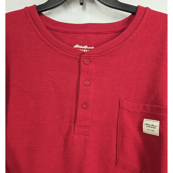 Eddie Bauer Workwear Henley Shirt Chest Pocket Long Sleeve Red Size 2XL NWOT - Picture 7 of 7